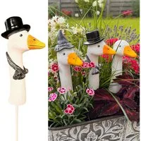 Online-Fuchs Gartenstecker BLUMENSTECKER Gartenfiguren Gänsehals, Gans (Ca. 16 bis 17 cm groß) Deko Beetstecker für draußen