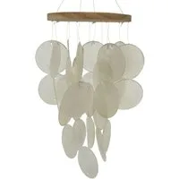 Decoris season decorations Windspiel, Windspiel Capiz Muscheln 15x24cm für innen oder außen Perlmutt Weiß