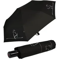 Knirps® Taschenregenschirm leichter, kompakter Schirm mit Auf-Zu-Automatik, schönes Katzen Design für Damen - Cat move