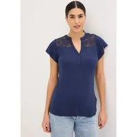 bonprix Henleyshirt figurumschmeichelnde Passform, Kurzarm, aus Viskose-Mix mit Elasthan