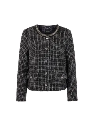 Marc Cain Collections - Tweed Jacke mit Kettendetail purple rose - Gr. - 38