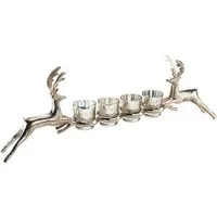 Kobolo Kerzenhalter Teelichthalter RENTIERE Metall für 4 Teelichter, Weihnachtsdeko (1 Stück)