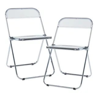 [en.casa] Klappstuhl-Set, Transparent, Metall, 46x74x47 cm, Esszimmer, Stühle, Klappstühle