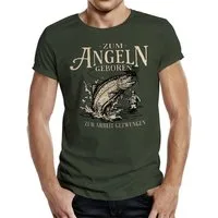 RAHMENLOS® T-Shirt für Angler: Zum Angeln geboren - Zur Arbeit gezwungen
