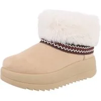 Ital-Design Damen Snowboots Freizeit Snowboots (87214368) Flach Plateaustiefeletten in Beige