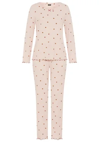 LASCANA - Vivance Dreams VD Rib long Pyjama pumpkin aop - Gr. - 34