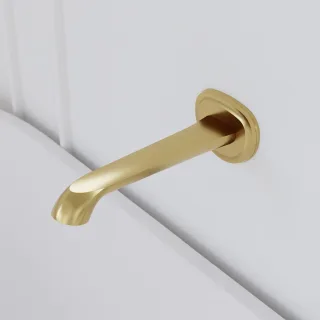 Steinberg Serie 350 Wand-Auslauf für Waschtisch oder Wanne, Ausladung 220mm, brushed gold, 350 2310 350 2310 BG