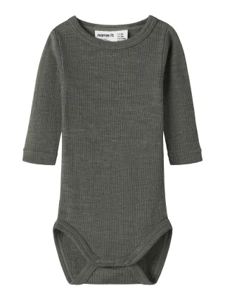 NAME IT - NBNWAX WOOL RIB LS BODY NOOS Mulled Basil - Gr. - 68