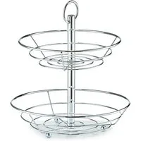 Zeller Present Etagere Obst-, Metall, 2-lagig, Metall verchromt, silber, Ø26 x 29 cm