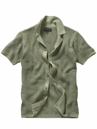 Mey & Edlich Herren Waben-Strickpolo Beige 100 % Baumwolle (bio)