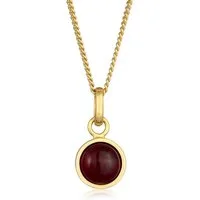 Elli Premium Kette mit Anhänger Solitär Geburtsstein Granat Rot 925 Sterling Silber vergoldet