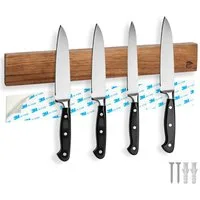 ECENCE Wand-Magnet Messer-Leiste Magnetleiste Messer aus Akazienholz 40cm zum Kleben oder Bohren