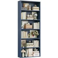 Homfa Bücherregal, Standregal Büroregal Raumteiler mit 6 Fächern Blau
