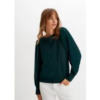 bonprix Strickpullover im tollen Viskose-Mix, mit weiten, extravaganten Plisseeärmeln, bequem
