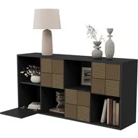 FUROKOY Bücherregal Bücherschrank mit 4 Türen 8 Fächern, für Arbeitszimmer Schlafzimmer Wohnzimmer, 125 x 30 x 60 cm