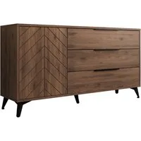 MIRJAN24 Kommode Xylix Bis 1D3SZ (mit Drehtür und drei Schubladen), Griffe und Füße aus Metall, 154x40x80 cm