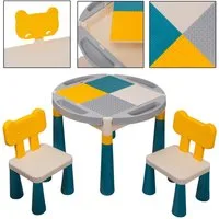 COIL Kindersitzgruppe Kindertischgruppe Kinderstuhl Kindertisch Kindermöbel, (3-tlg), Material: PP+ABS, 2in1 – Blöcke oder Zeichnung