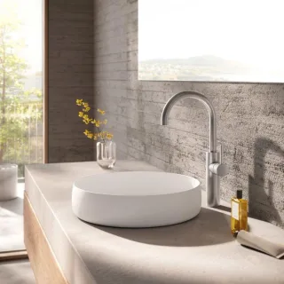 Herzbach DESIGN iX WT-Einlochbatterie XL-Size 17.020310.3.09 Griff seitlich, mit PUSH-Ablauf, Edelstahl