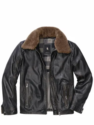 Mey & Edlich Herren Lederjacke Aviator Braun 100 % Lammnappa
