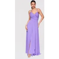 OMBRE Abendkleid Damen Maxikleid Chiffon Abendkleid Elegant Violett M (kein Set, 1-tlg) Raffungen, Rückenausschnitt mit Schnürung