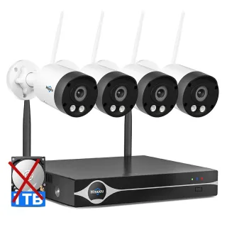 Hiseeu WK-4HBY08 4CH Wireless Security Camera System 8MP Ultra HD 4K WiFi Indoor Outdoor Color Night Vision Two-Way Audi
