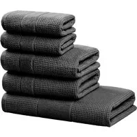 OTTO home Handtuch Set Kimi, Duschtuch, Handtücher und Gästetücher, Walkfrottee (Set, 5-St), 100% Baumwolle, einfarbig, weich, mit Bordüre, besondere Struktur