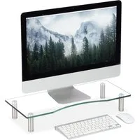 relaxdays Monitor-Halterung Bildschirmständer Glas, (Mittel)