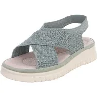 Ital-Design Damen Sandalette mit Keilsohle und Strickoptik Riemchensandalette (91849497) Keilabsatz/Wedge Keilsandaletten in Hellgrün