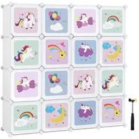 SONGMICS Aufbewahrungsbox Kinderregal, mit 16 Würfeln, 123 x 31 x 123 cm