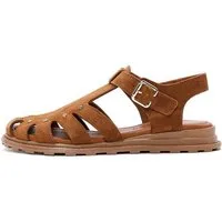 Derimod Sandalen aus Veloursleder Sandale Echtes Wildleder, Lederfutter, Knöchelschnalle, Nieten-Details