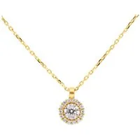 Suzan Gold Kette mit Anhänger 375er Gold Cocktailkette Damen – mit Zirkonia, glänzend & wasserfest, Gelbgold 375, Zirkonia-Steine, Länge: 42+3cm