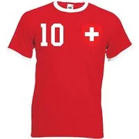 Youth Designz T-Shirt Schweiz Herren T-Shirt im Fußball Trikot Look mit trendigem Motiv