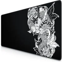 Titanwolf Gaming Mauspad XXL Speed Mousepad 900 x 400 x 3 mm, große Tischunterlage, rutschfest, abwaschbar, Geschwindigkeit & Präzision, Koi Tattoo 3