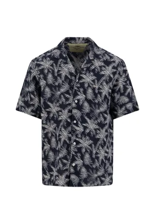 FYNCH-HATTON - Linen Resort Shirt, 1/2 navy - Gr. - L