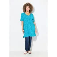 Ulla Popken T-Shirt Longshirt floraler Druck V-Ausschnitt Halbarm