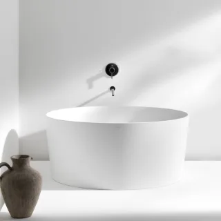 LAUFEN Badewanne VAL 130x130x55cm Minerwerkstoff (Sentec) freistehend rund weiß 2.3128.2.000.000.1 H2312820000001