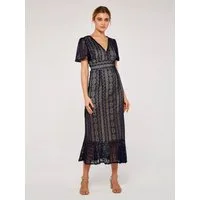 Apricot Midikleid sommerliches Maxikleid aus Spitze