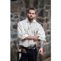 Leonardo Carbone Wikinger-Kostüm Piraten-Schnürhemd "Artur" mit Kragen Natur