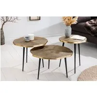 riess-ambiente Beistelltisch ORGANIC Ø60/Ø50/Ø40cm antik messing / schwarz (Set, 3-St), Wohnzimmer · Metall · rund · Baumstamm-Design · handmade
