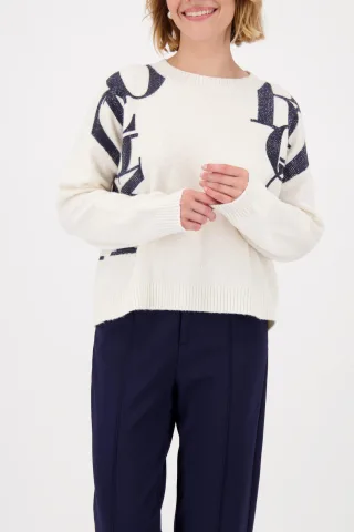 monari - Strickpullover mit Buchstabenaufdruck off-white - Gr. - 44