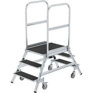 Munk Podesttreppe beids. begehbar mit Federrolle Korundbeschichtung R13 - 059203