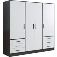 FORTE Kleiderschrank Jupiter, Made in Europe, mit 6 Schubladen, Stauraum (Maße B/H/T ca. 207/200 cm/60) Stauraum, 2 Breiten, 4 Farben, Schubladen, variable Einlegeböden