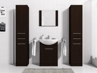 Badmöbel Set 5-Tlg Wenge matt SEVILLA XL inkl.Waschtisch