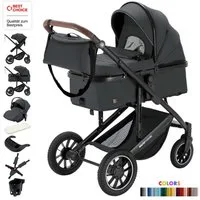 Daliya® Kombi-Kinderwagen FLEXI-PRO M 3in1 Kinderwagen & Buggy, Reisekinderwagen, XXL Set, (XXL-Set mit i-Size Babyschale, 13-tlg), Einhändig abnehmbare Wanne, i-Size Babyschale, Alu-Rahmen, Gummireifen