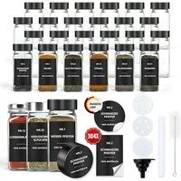 BBWL Pfefferstreuer Gewürzgläser Set eckig 120 ml mit Zubehör, 12er, 24er oder 36er Set, (24-tlg), luftdichte Gewürzdosen aus Glas mit Etiketten für Schubladen&Organizer