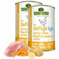Schecker 410 g Geflügel light mit Kartoffeln, Karotten, Beeren - nur 1,9 % Fett Huhn, Nassfutter für: Hunde, Für Ausschlussdiäten und sehr empfindliche Hunde geeignet