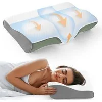 Elegear Nackenstützkissen Kopfkissen,Memory Foam, Orthopädisches Nackenkissen, abnehmbarer Bezug, Füllung: Memory-Foam, Rückenschläfer, Seitenschläfer, Bauchschläfer, 50 x 34 cm Ergonomisches Schlafkissen mit Kissenbezug