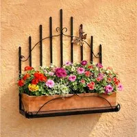 DanDiBo Blumenständer Wandblumenhalter Metall Schwarz 50 cm Wandregal 96237 Blumenregal, Wandtopfhalter
