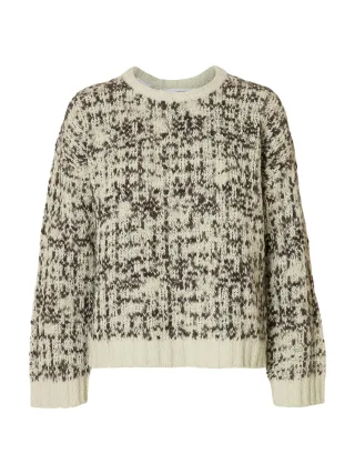selected women - SLFLINDSAY LS KNIT O-NECK birch - Gr. - L