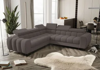 Ecksofa Schlafsofa BASTIEN in Stoff Gemma Dunkelgrau Seite Universal